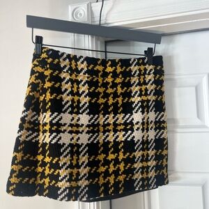 J. Crew Black and Yellow Plaid Mini Skirt
